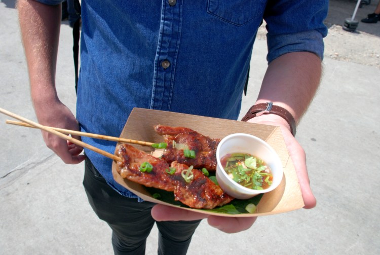 Grilled pork skewers with Thai spicy Jim-Jaew sauce